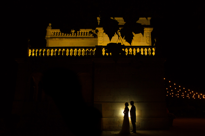 Fotografia de boda Pazo el Castriño novia y novio en una foto de pareja nocturna